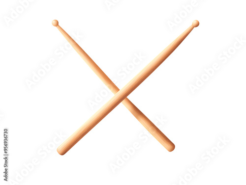 Wooden drum sticks crossed transparent background