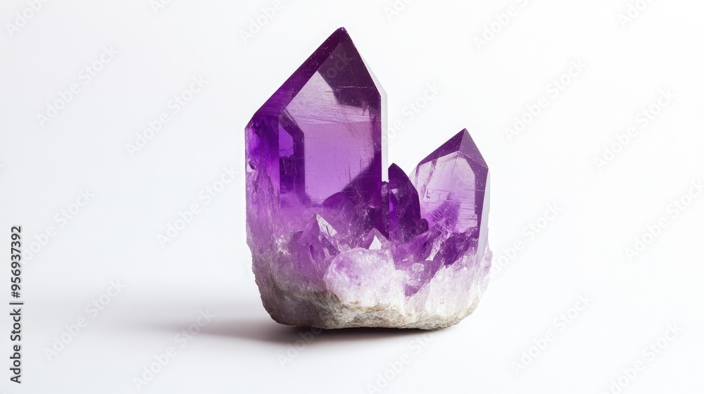Amethyst Crystal: An amethyst crystal displays its deep purple hues, capturing the beauty of nature's artistry. Amethyst Crystal: An amethyst crystal displays its deep purple hues, capturing the beauty of nature's artistry.