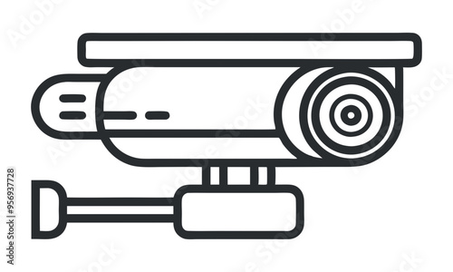 Download Cctv Camera Editable Stroke Outline Icon Isolated On White Background Flat Vector Illustration. Svg File For Design.