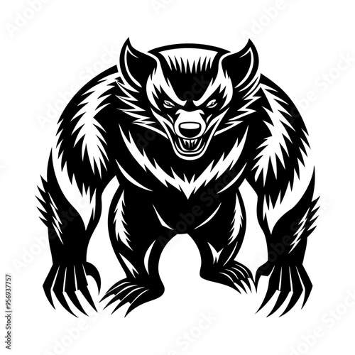 Download North American Wolverine Silhouette  Vector Illustration Svg File For Design.