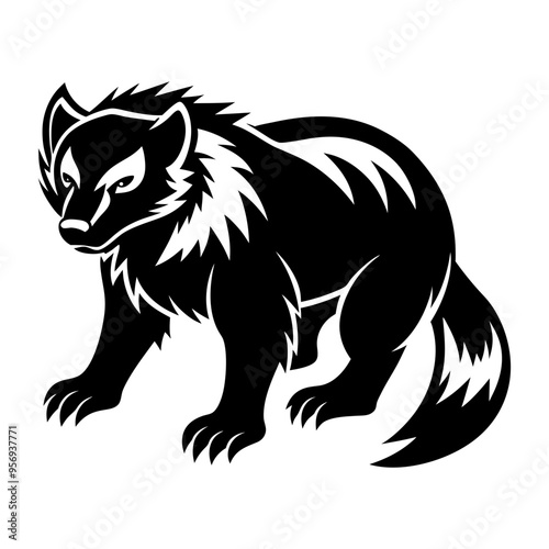 Download North American Wolverine Silhouette  Vector Illustration Svg File For Design.