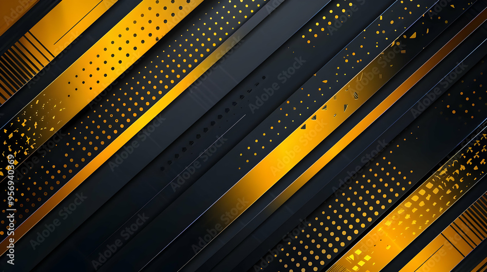 Abstract Background with Diagonal Black and Yellow Stripes and Dotted Patterns Abstract Background with Diagonal Black and Yellow Stripes and Dotted Patterns