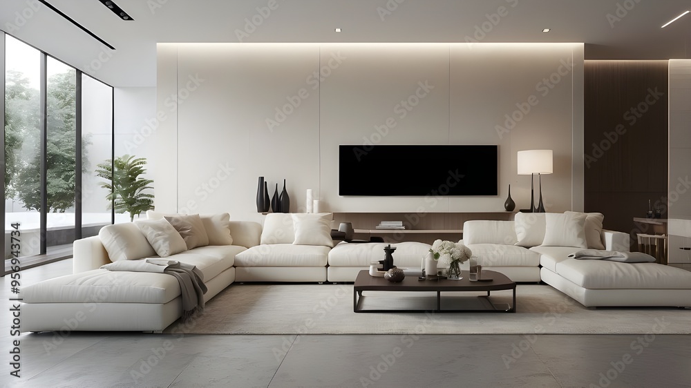 Fototapeta premium Luxurious interior minimalist living room stock photographs, home decor, minimalist room stock photos, stock images, stock photos of life