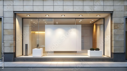 Modern storefront mockup with a blank white canvas for your design. perfect for showcasing your brand or products.