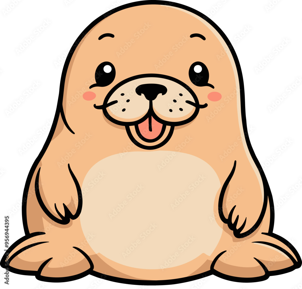 Obraz premium Isolated cute sea lion cartoon character illustration on transparent background png for children book, animal life, kids, activity book, baby shower, sticker, anime, nature, zoo, fantasy, drawing, art