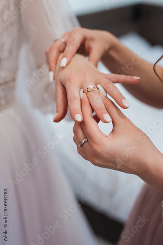 bride and groom holding hands