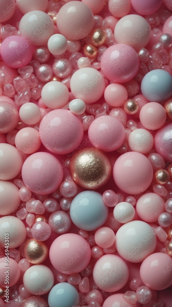Pink pastel decorations for parties and celebrations viewed from above. Pink pastel decorations for parties and celebrations viewed from above.
