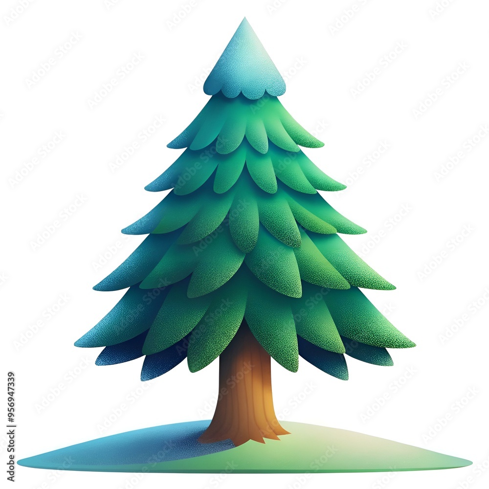 Fototapeta premium A charming 3D illustration of a whimsical birch tree with a snowy cap.