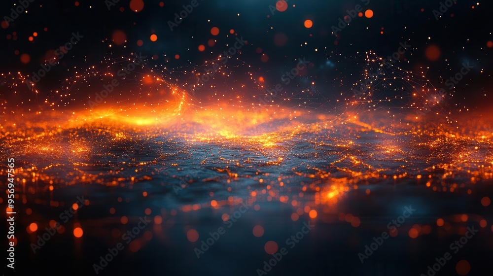 abstract visualization of global economy interconnected nodes and pulsating data streams form world map vibrant colors represent emerging markets and industries