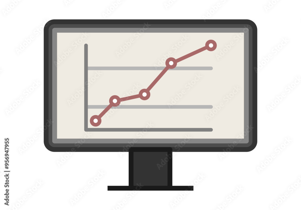 Pantalla de ordenador con gráfico de líneas creciente Pantalla de ordenador con gráfico de líneas creciente