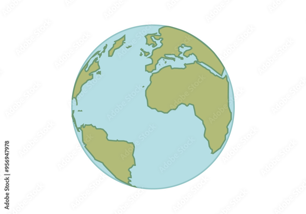 Fototapeta premium Planeta tierra con continentes verdes en mar azul