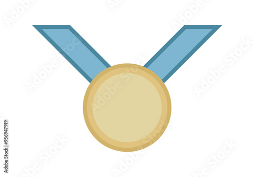 Medalla dorada de oro con lazo azul