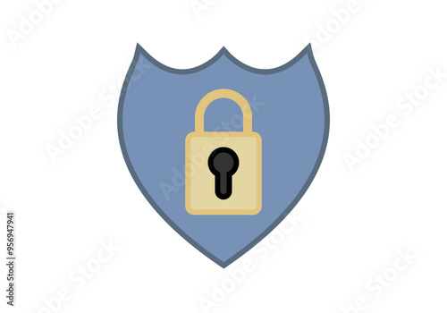 Escudo con candado dorado representando ciberseguridad