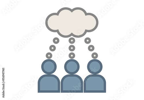 Grupo de personas pensando representando el pensamiento colectivo