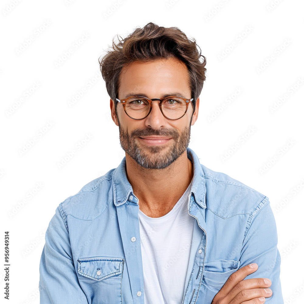 Man smiling with arms crossed on transparent background Man smiling with arms crossed on transparent background