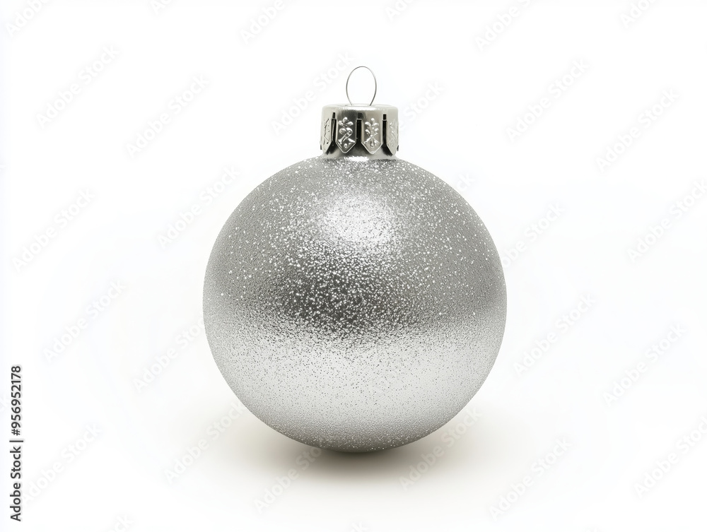 Single Christmas tree silver ball isolate on white background Single Christmas tree silver ball isolate on white background