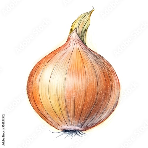 A hand drawn illustration of a shallot. perfect for adding a touch of rustic charm to your culinary designs.
