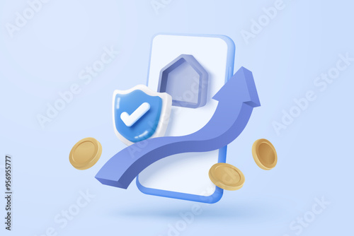 3D real estate for personal loan icon. mortgage housing to money,  money investment project, rental property of financial. 3d residence financial icon vector rendering illustration