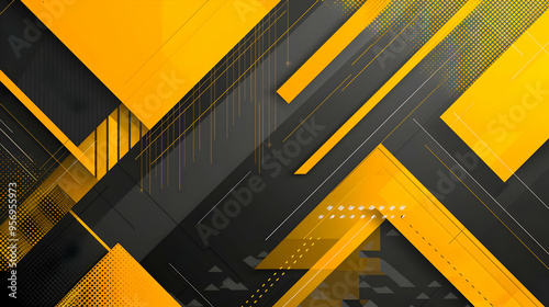 Abstract Geometric Background with Yellow and Black Shapes