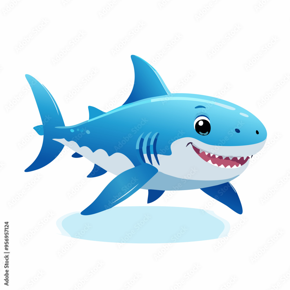 Obraz premium Shark Cute Small Cartoon Baby Animal Character 