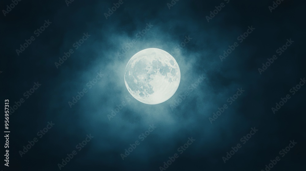 Full Moon in Cloudy Night Sky Full Moon in Cloudy Night Sky
