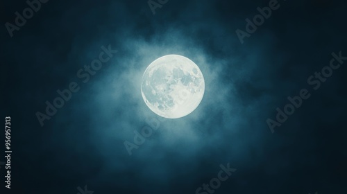 Full Moon in Cloudy Night Sky