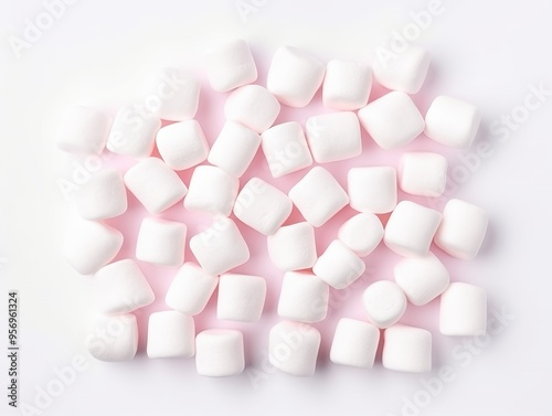 Marshmallow isolated on white background, flat lay, super realistic