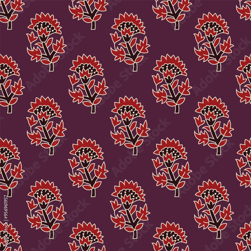 Indian block Print Booti Design Allover Seamless Repeat Pattern