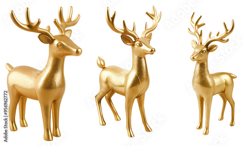 Wallpaper Mural Set of golden Christmas reindeer decorations Torontodigital.ca
