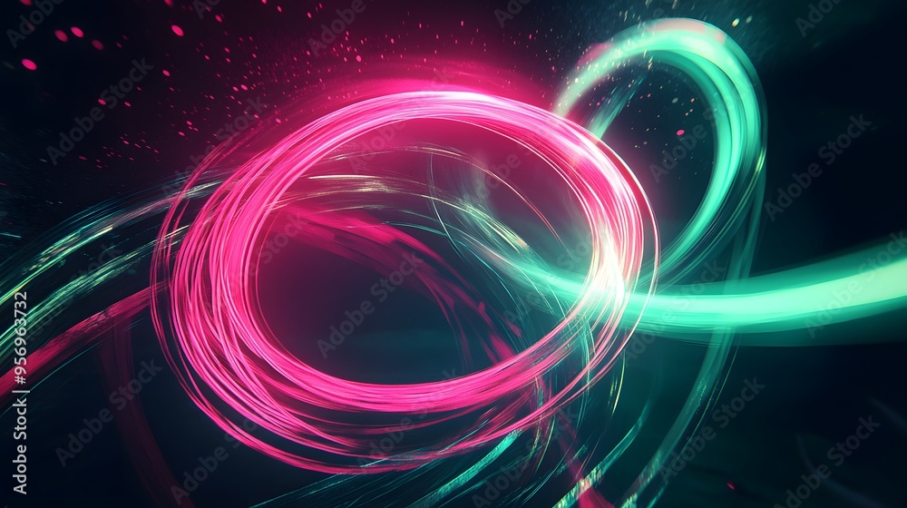 Glowing Neon Light Trails: Intersecting neon light trails in vibrant colors like pink and green, floating in a dark space, creating an abstract dance of light.
Glowing Neon Light Trails: Intersecting neon light trails in vibrant colors like pink and green, floating in a dark space, creating an abstract dance of light.