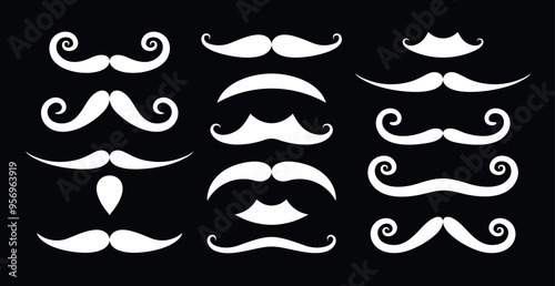 Mustache Silhouette. Isolated mustache on white background