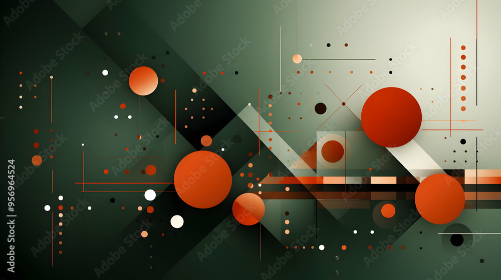 Abstract Illustration with Circles and Lines in Green and Orange Abstract Illustration with Circles and Lines in Green and Orange