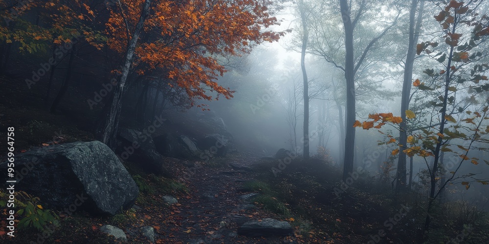 Obraz premium A foggy morning in the woods