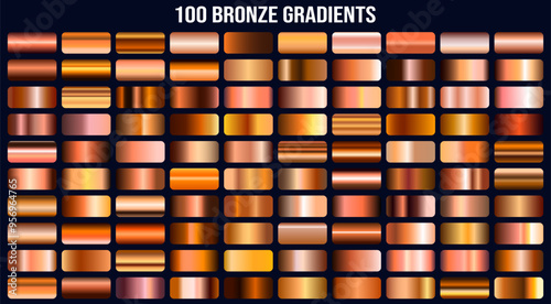 Bronze metallic gradient background set. Metallic gradation textures. Shiny elegant vector gradient collection. Vector illustration eps10