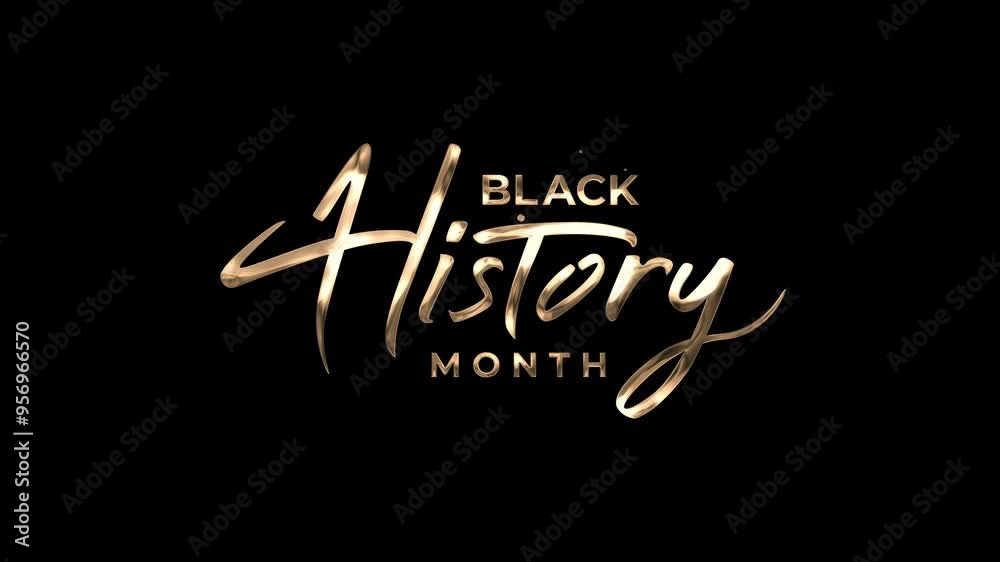 African-Americans Black history month lettering animated text in gold color. Alpha Channel. High Quality 4K footage
