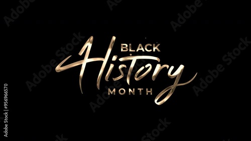 African-Americans Black history month lettering animated text in gold color. Alpha Channel. High Quality 4K footage