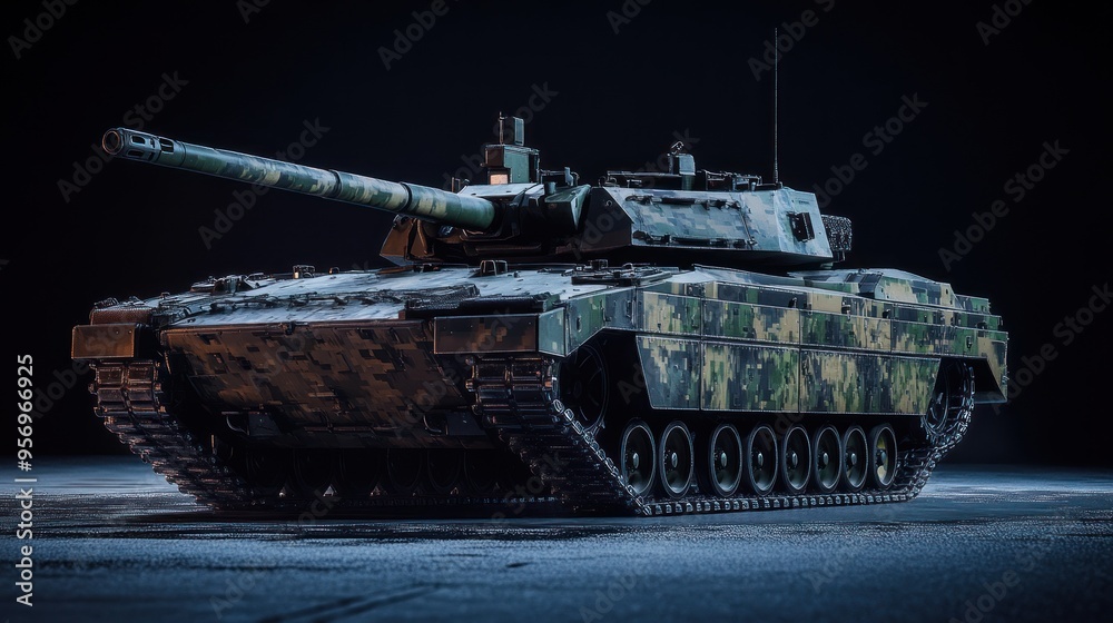 Modern Military Tank with Camouflage Modern Military Tank with Camouflage