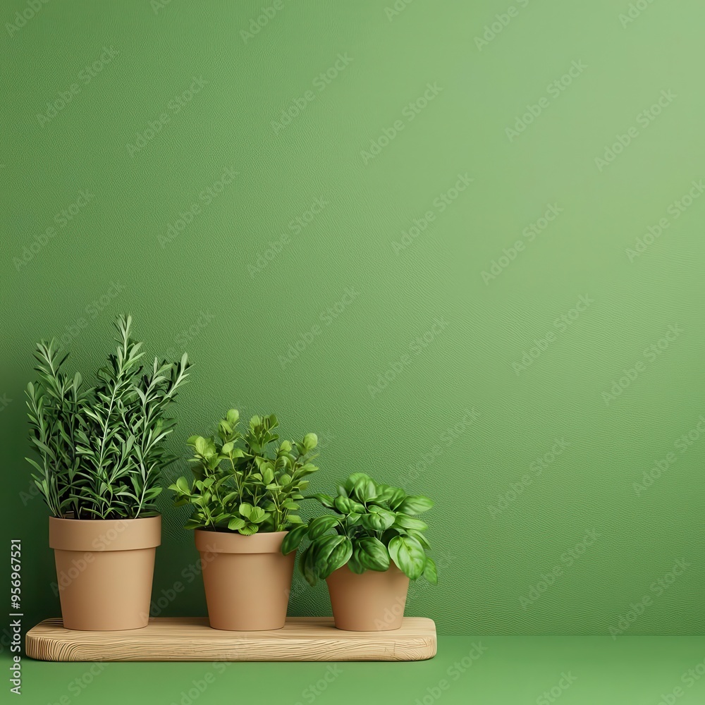 Fototapeta premium Organic herb garden, thriving plants, pesticide-free, illustration
