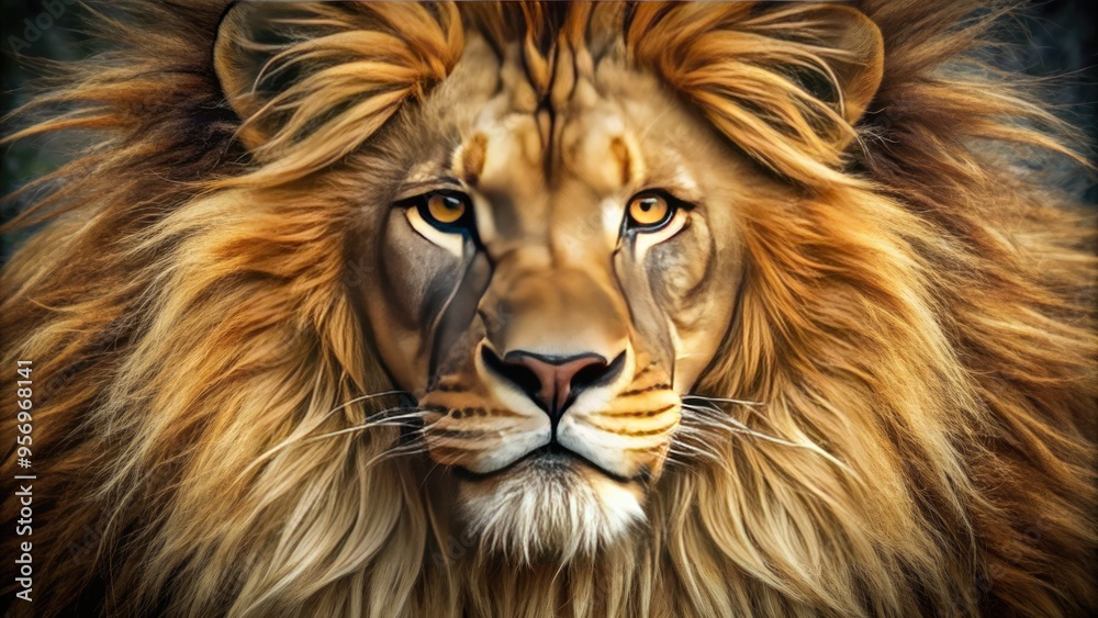 A majestic lion's fur with intricate whiskers and soft, velvety texture serves as a stunning background for unique design and artistic graphic elements. A majestic lion's fur with intricate whiskers and soft, velvety texture serves as a stunning background for unique design and artistic graphic elements.