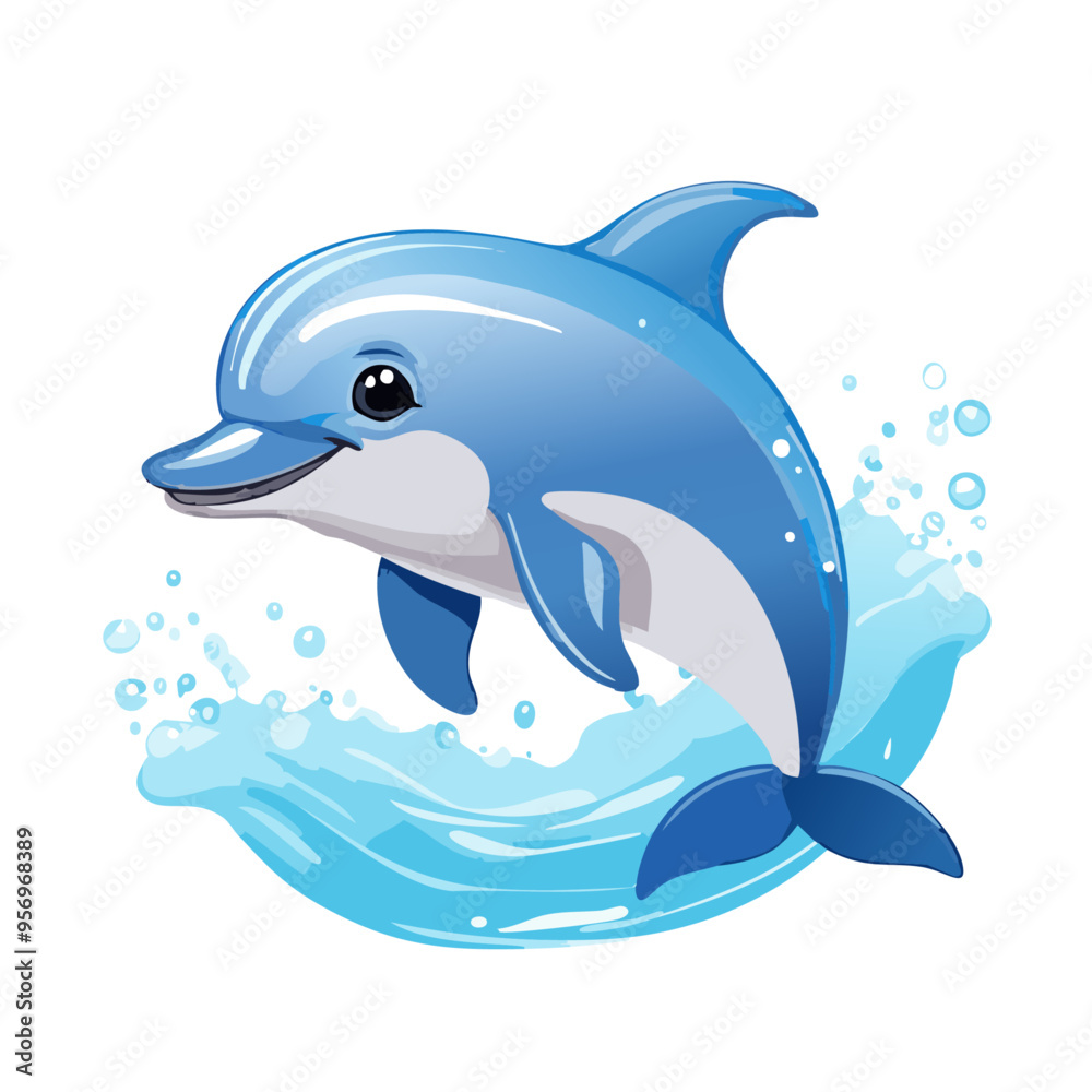 Fototapeta premium Dolphin Cute Small Cartoon Baby Animal Character 