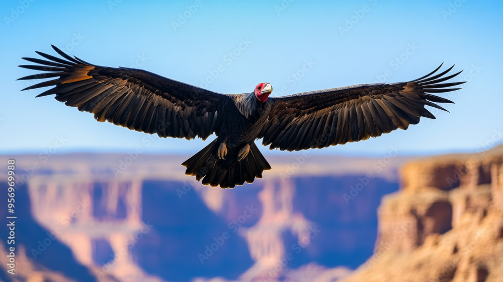 Obraz premium Vulture in Flight Over Canyon