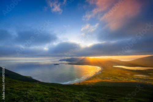 Sunset Over Keel Beach Viewed from the Mountains, Achill Island, Ireland