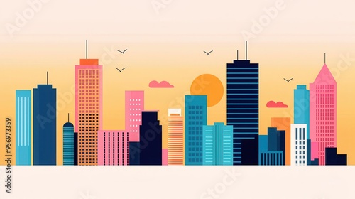 Cityscape with Modern Buildings.