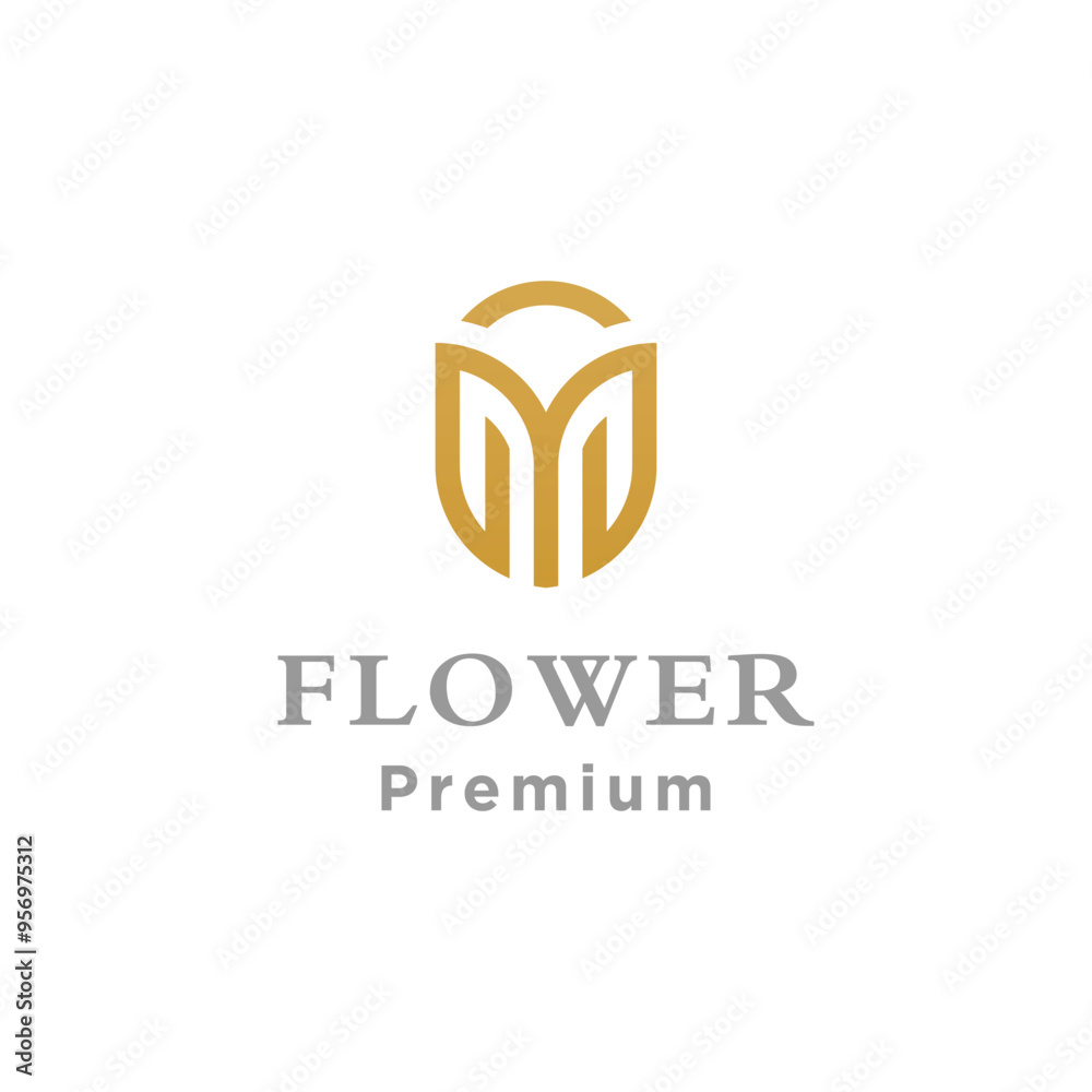Monogram Initials M flower logo design Monogram Initials M flower logo design