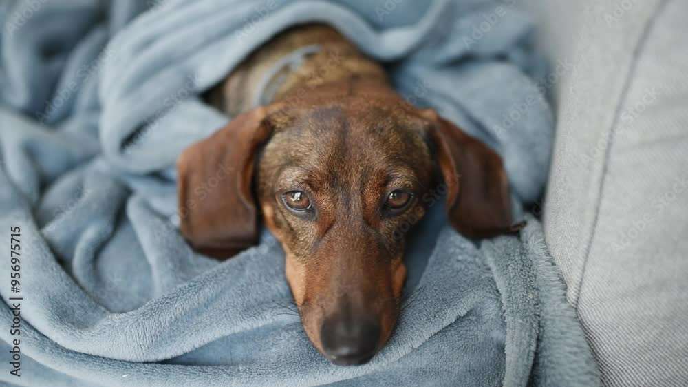 a dachshund is resting on a gray background a dachshund is resting on a gray background