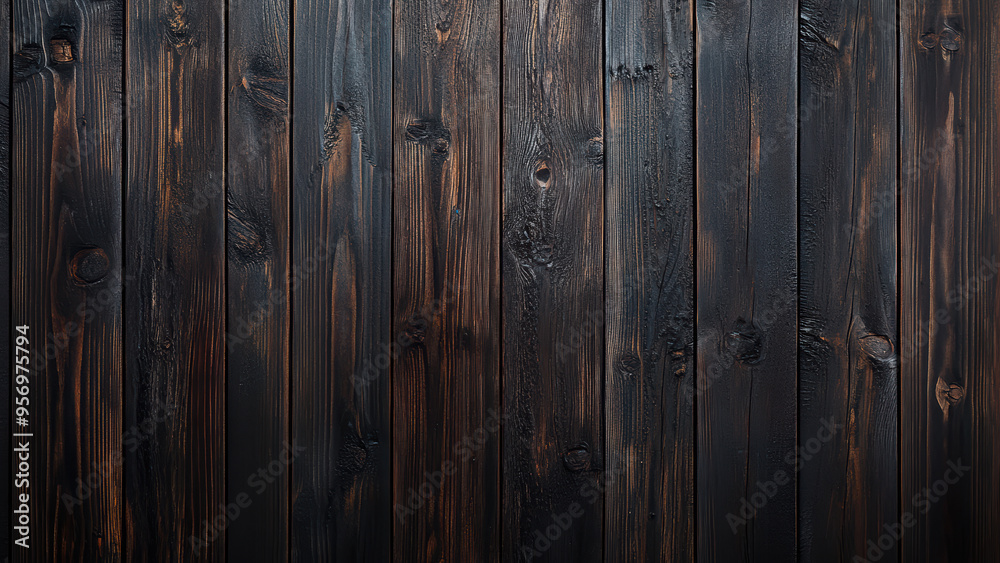 Naklejka premium Wooden plank wall with textured