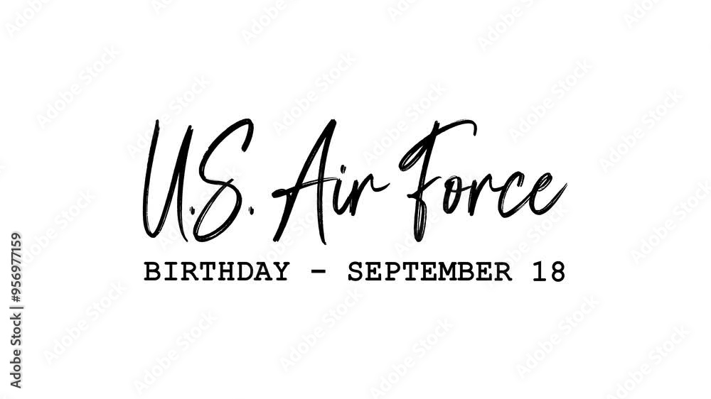 U.S. Air Force Birthday Text Animation. Great for U.S. Air Force Day Celebrations with transparent background, for banner, social media feed wallpaper stories