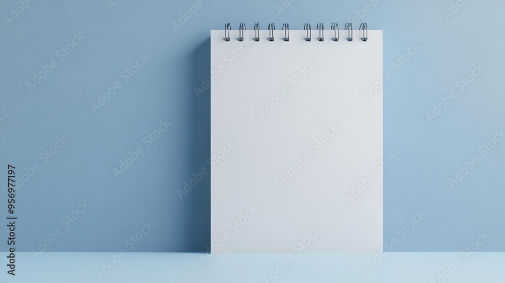 Blank Spiral Notebook on a Light Blue Background Blank Spiral Notebook on a Light Blue Background