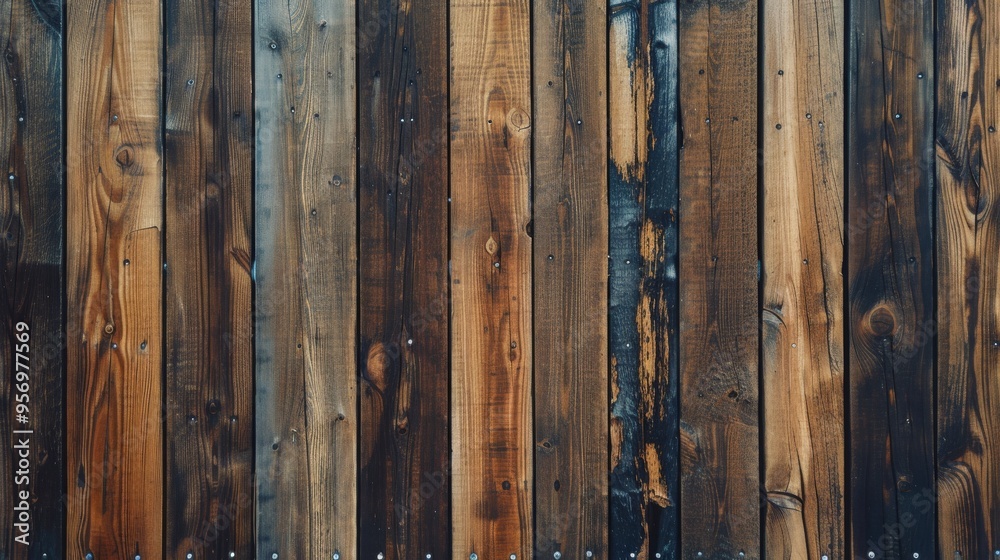A close-up of a rustic wooden fence with varying shades of weathered wood, showcasing the natural texture and grain. A close-up of a rustic wooden fence with varying shades of weathered wood, showcasing the natural texture and grain.