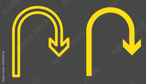 Go back return arrow icon, simple vector u turn shape pointer flat design pictogram vector elements for app ads web banner button ui ux interface elements. Replaceable vector